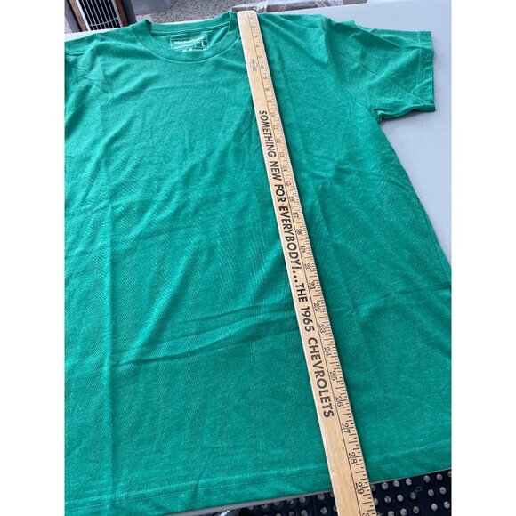 Homefield Crewneck Short Sleeve T Shirt Mens L Green Cotton Poly Plain Basic Tee - Picture 4 of 6